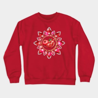 Red granate art in mandala heart Crewneck Sweatshirt